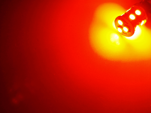 2色発光 3chips 13連 SMD-LEDライト/ウェッジバルブ ダブル球(オレンジ/ホワイト発光)T20