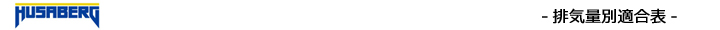 排気量別エボリューション適合表（フサベル）