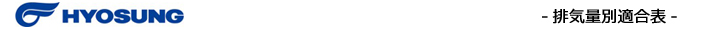 排気量別エボリューション適合表（ヒョースン）